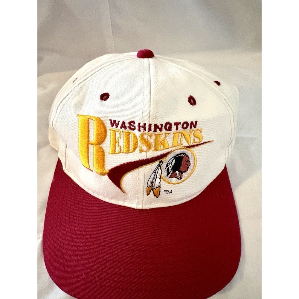 Vintage 90s Washington Redskins Drew Pearson NFL SnapBack Hat Cap White Burgundy